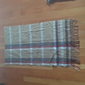 Scarf Beige Red Grey Check Pattern